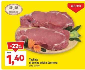 Tagliata di bovino adulto scottona