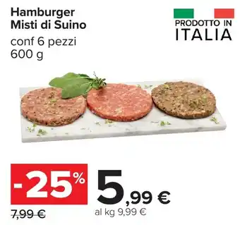 Carrefour Hamburger Misti di Suino offerta