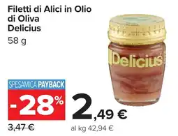 Carrefour Filetti di Alici in Olio di Oliva Delicius offerta