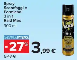 Carrefour Spray Scarafaggi e Formiche Raid Max offerta