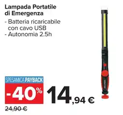Carrefour Lampada Portatile di Emergenza POLYPOOL offerta