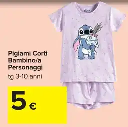 Carrefour Pigiama Corti Bambino/a Personaggi Stitch offerta