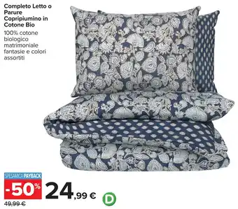 Carrefour Completo Letto o Parure Copripiumino in Cotone Bio offerta