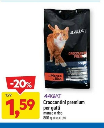 DPiù 44gat croccantini premium per gatti manzo e riso offerta