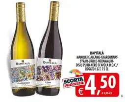 Deco Supermercati Rapitalà maioliche alcamo-chardonnay- syrah-grillo-nerammuri disiu puro-nero d'avola d.o.c./ rosato i.g.t. offerta
