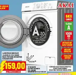 Risparmio Casa Lavatrice 6KG Slim AKAI offerta