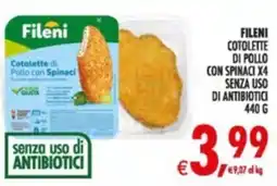 Deco Supermercati Fileni Cotolette di Pollo con Spinaci offerta