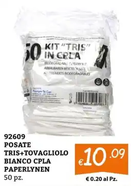Zona Posate tris+tovagliolio bianco cpla paperlynen offerta