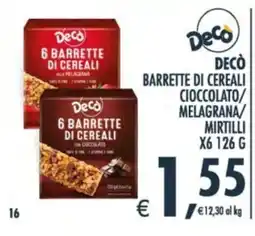 Deco Supermercati Decò Barrette di Cereali Cioccolato/Melagrana/Mirtilli offerta
