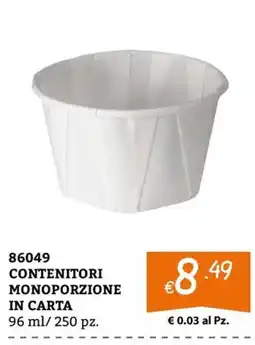 Zona CONTENITORI MONOPORZIONE IN CARTA offerta