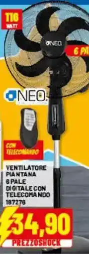 Risparmio Casa NEO VENTILATORE PIAN TANA 6 PALE DIGITALE CON TELECOMANDO offerta