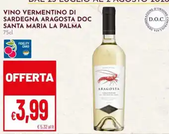 Pan Vino Vermentino di Sardegna Aragosta DOC Santa Maria La Palma offerta