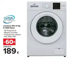 Carrefour Market Lavatrice Slim 6 Kg A 1000 Daya offerta