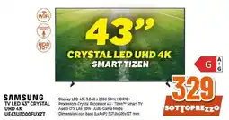 Ipercoop SAMSUNG TV LED 43" CRYSTAL UHD 4K offerta
