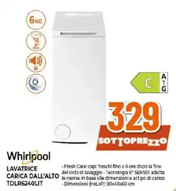 Ipercoop Whirlpool LAVATRICE CARICA DALL'ALTO TDLR6240LIT offerta