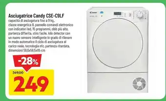 DPiù Smart cse c9lf-s asciugatrice libera installazione caricamento frontale 9 kg b bianco offerta