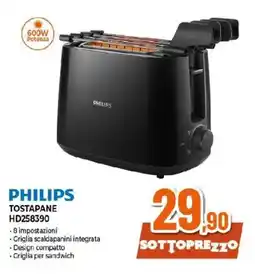 Ipercoop PHILIPS TOSTAPANE HD258390 offerta