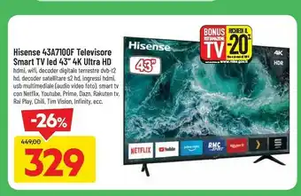 DPiù 43a710of televisore smart tv led 43 4k ultra hd offerta