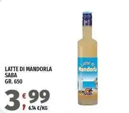 Vivo Supermercati Latte di Mandorla SABA offerta