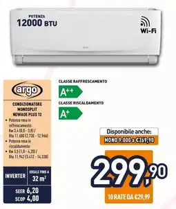Unieuro Argo Condizionatore Monosplit Newage Plus 12 offerta