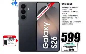 MediaWorld Samsung Galaxy S26 offerta