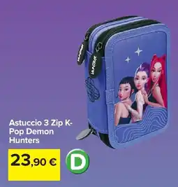 Carrefour Astuccio 3 Zip K-Pop Demon Hunters offerta