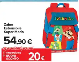 Carrefour Zaino Estensibile Super Mario offerta