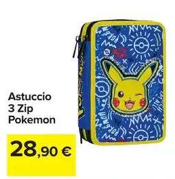 Carrefour Astuccio 3 Zip Pokemon offerta
