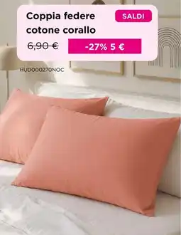 Kasanova Coppia federe cotone corallo offerta