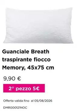 Kasanova Guanciale Breath traspirante fiocco Memory, 45x75 cm offerta