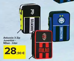 Carrefour Astuccio 3 Zip Juventus - Milan - Inter offerta