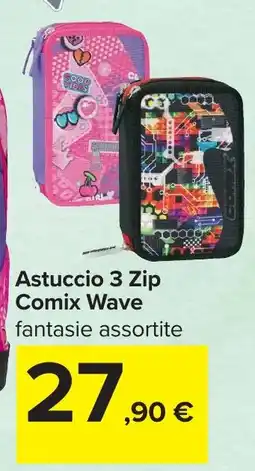 Carrefour Astuccio 3 Zip Comix Wave offerta