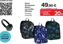 Carrefour Zaino Imusicpack Seven con Cuffie Wireless offerta