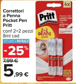 Carrefour Correttori a Penna Pocket Pen Pritt offerta