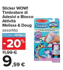 Carrefour Sticker WOW! Timbratore di Adesivi e Blocco Attività Melissa & Doug assortito offerta