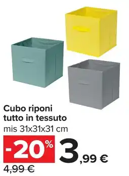 Carrefour Cubo riponi tutto in tessuto offerta