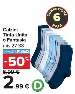 Carrefour Calzini Tinta Unità o Fantasia offerta