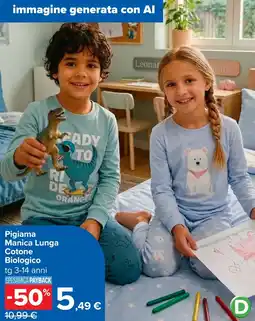 Carrefour Pigiama Manica Lunga Cotone Biologico offerta
