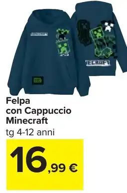 Carrefour Felpa con Cappuccio Minecraft offerta