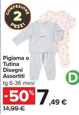 Carrefour Pigiama o Tutina Disegni Assortiti offerta