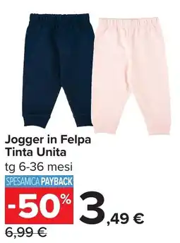 Carrefour Jogger in Felpa Tinta Unità offerta