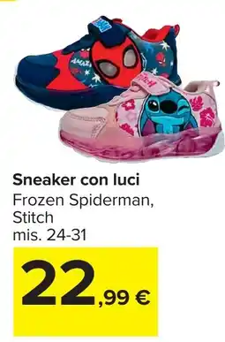 Carrefour Sneaker con luci Frozen Spiderman, Stitch offerta