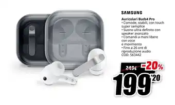 MediaWorld SAMSUNG Auricolari Buds4 Pro offerta