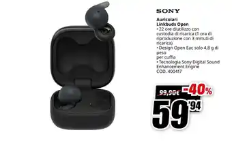 MediaWorld SONY Auricolari Linkbuds Open offerta