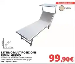 Brico Io LETTINO MULTIPOSIZIONE RIMINI GRIGIO offerta