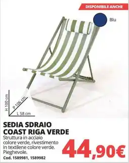 Brico Io Sedia sdraio Coast riga verde offerta
