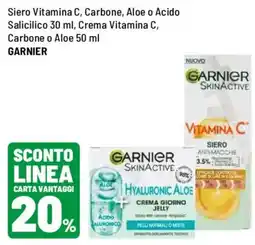 Iper La Grande Siero Vitamina C, Carbone, Aloe o Acido Salicilico, Crema Vitamina C, Carbone o Aloe Garnier offerta