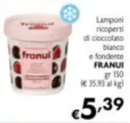 Maxi Supermercati Lamponi ricoperti di cioccolato bianco e fondente FRANUI offerta