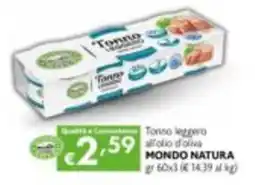 Maxi Supermercati Tonno leggero al fiore d'oliva MONDO NATURA offerta