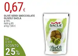Doro Supermercati Olive verdi snocciolate Olivolì Saclà offerta